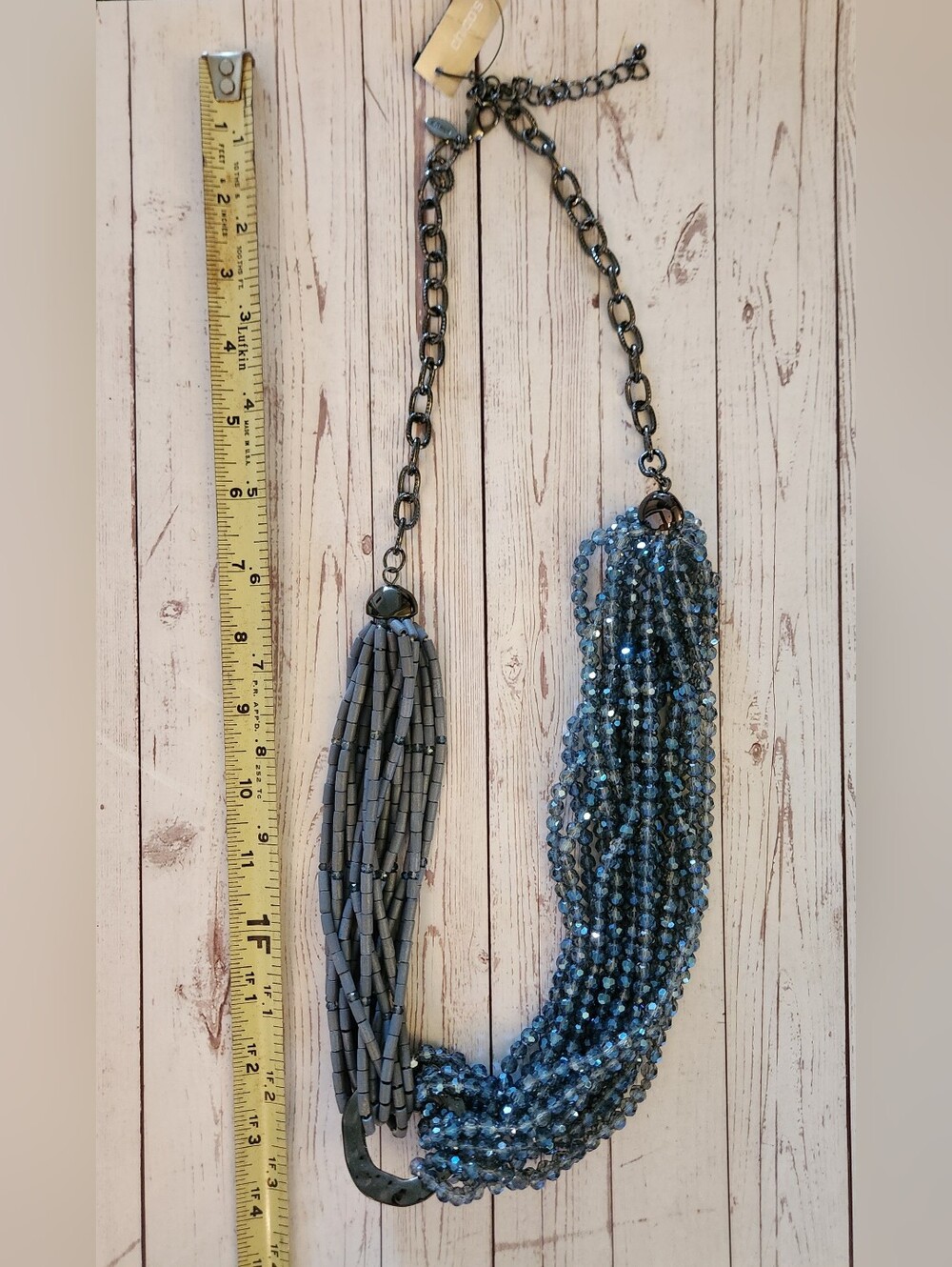 Chico's Blue-grey Multi-Strand Chain Necklace